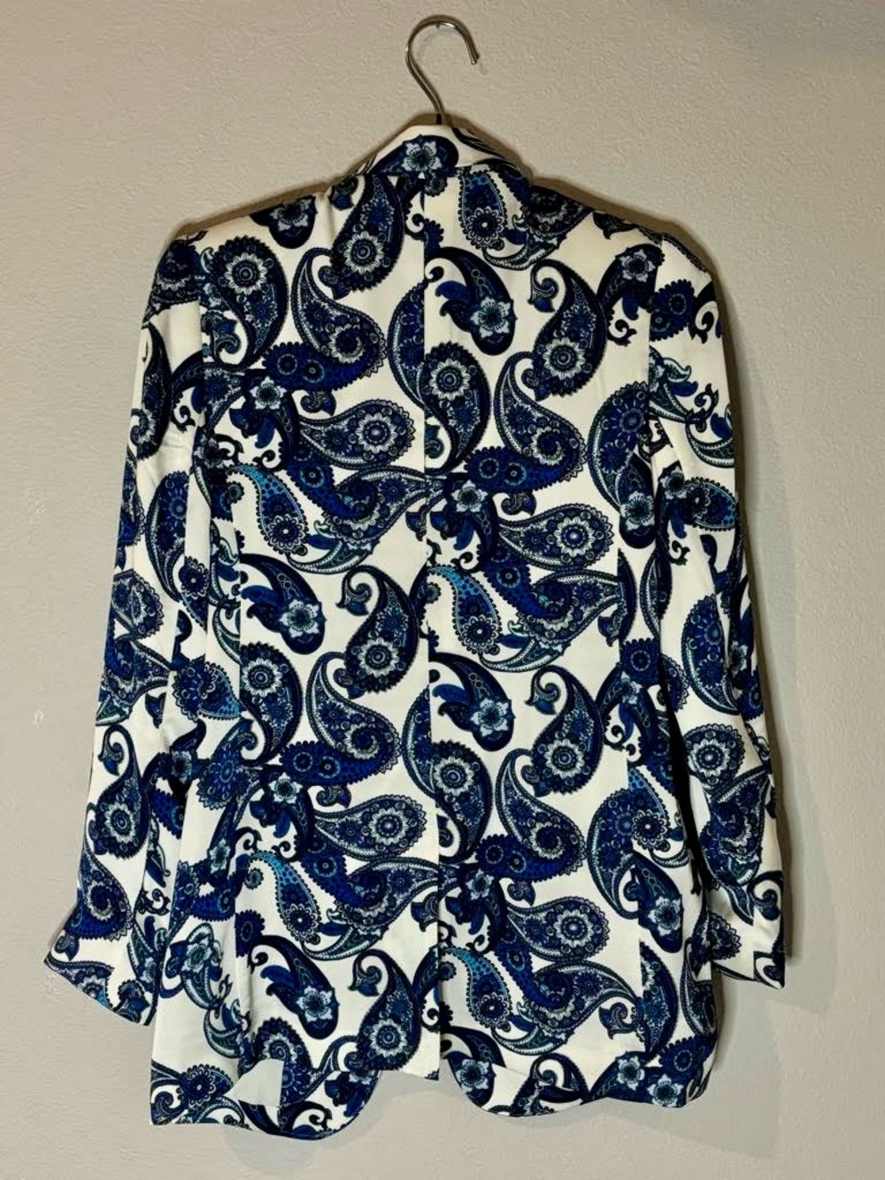 Express Womens Blue Paisley Blazer Jacket - Picture 2 of 6